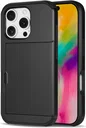 Apple iPhone 16 Pro Max Hoesje met Slider Kaarthouder Back Cover Zwart