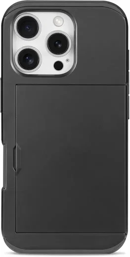 Apple iPhone 16 Pro Max Hoesje met Slider Kaarthouder Back Cover Zwart afbeelding 9