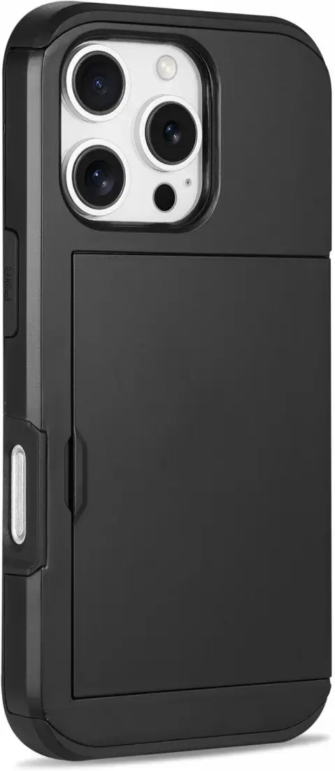Apple iPhone 16 Pro Max Hoesje met Slider Kaarthouder Back Cover Zwart afbeelding 10