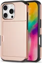 Apple iPhone 16 Pro Max Hoesje met Slider Kaarthouder Back Cover Roze
