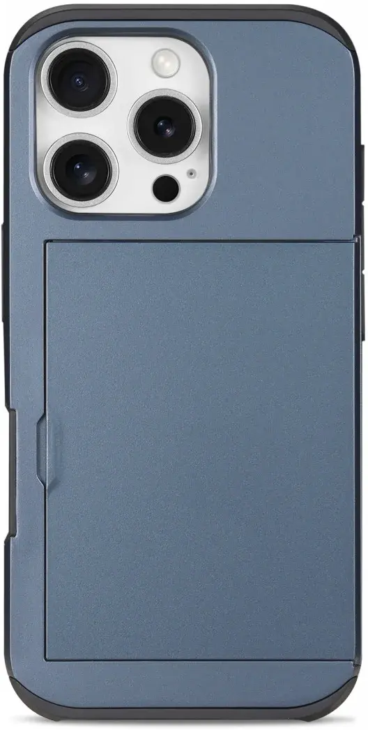 Apple iPhone 16 Pro Max Hoesje met Slider Kaarthouder Back Cover Blauw afbeelding 9