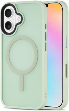 Apple iPhone 16 Hoesje met MagSafe Back Cover Matte Lichtgroen