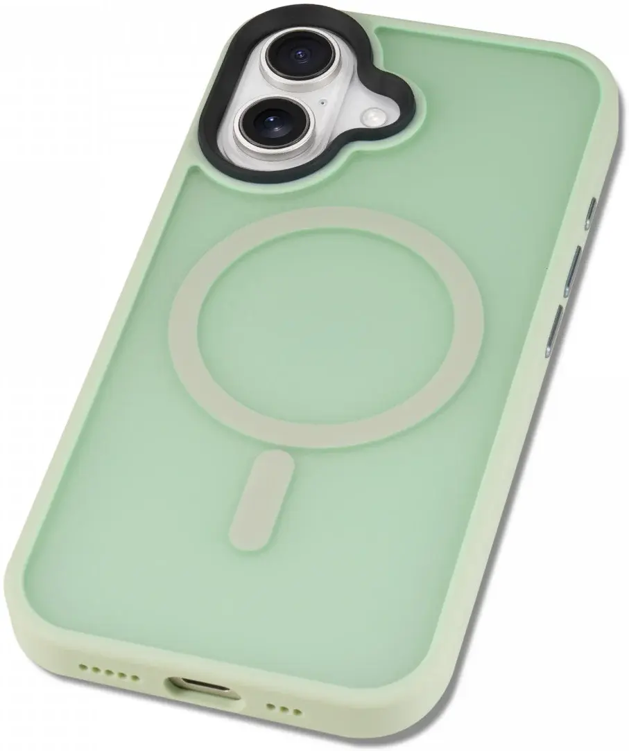 Apple iPhone 16 Hoesje met MagSafe Back Cover Matte Lichtgroen afbeelding 12