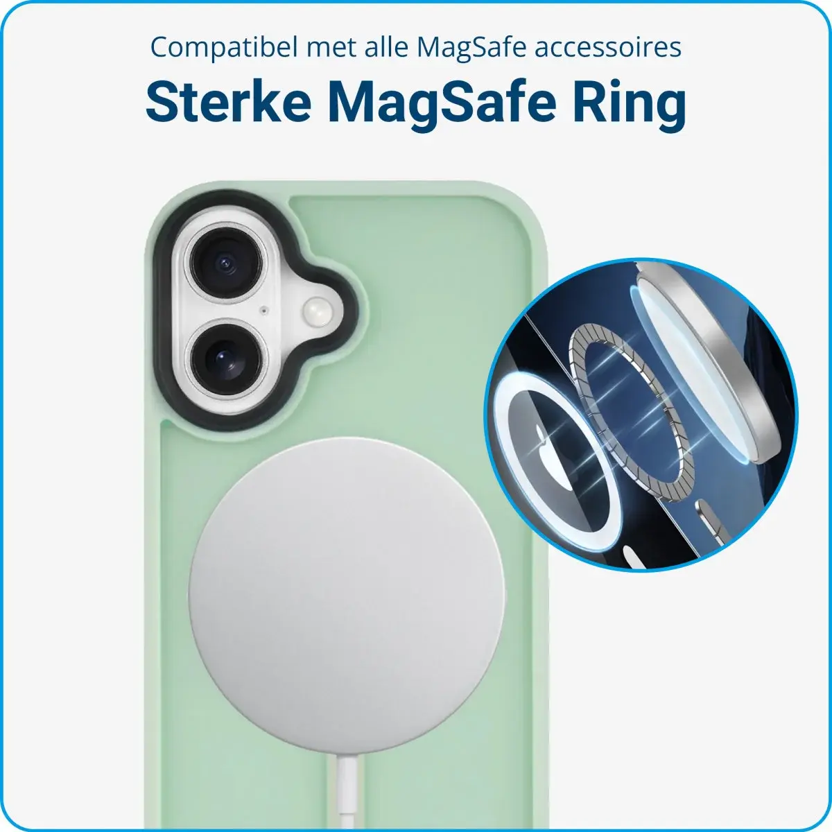 Apple iPhone 16 Hoesje met MagSafe Back Cover Matte Lichtgroen afbeelding 2