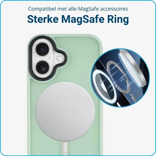 Apple iPhone 16 Hoesje met MagSafe Back Cover Matte Lichtgroen afbeelding 2