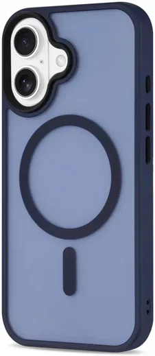 Apple iPhone 16 Hoesje met MagSafe Back Cover Matte Donkerblauw afbeelding 10