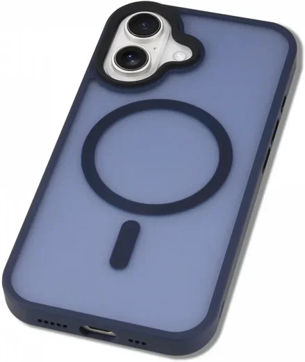 Apple iPhone 16 Hoesje met MagSafe Back Cover Matte Donkerblauw afbeelding 11
