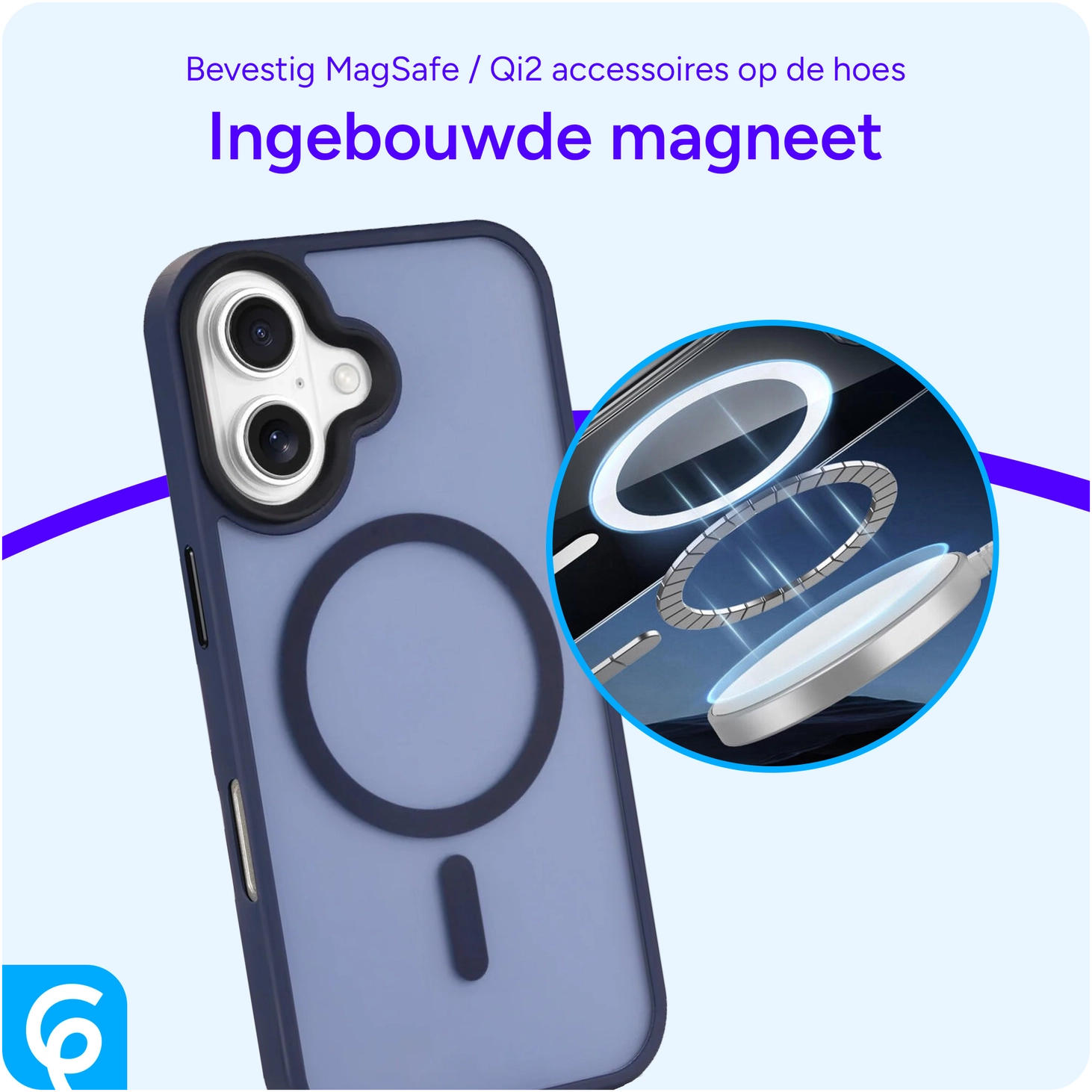 Apple iPhone 16 Hoesje met MagSafe Back Cover Matte Donkerblauw afbeelding 7