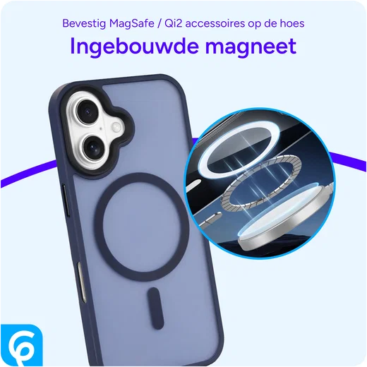 Apple iPhone 16 Hoesje met MagSafe Back Cover Matte Donkerblauw afbeelding 7