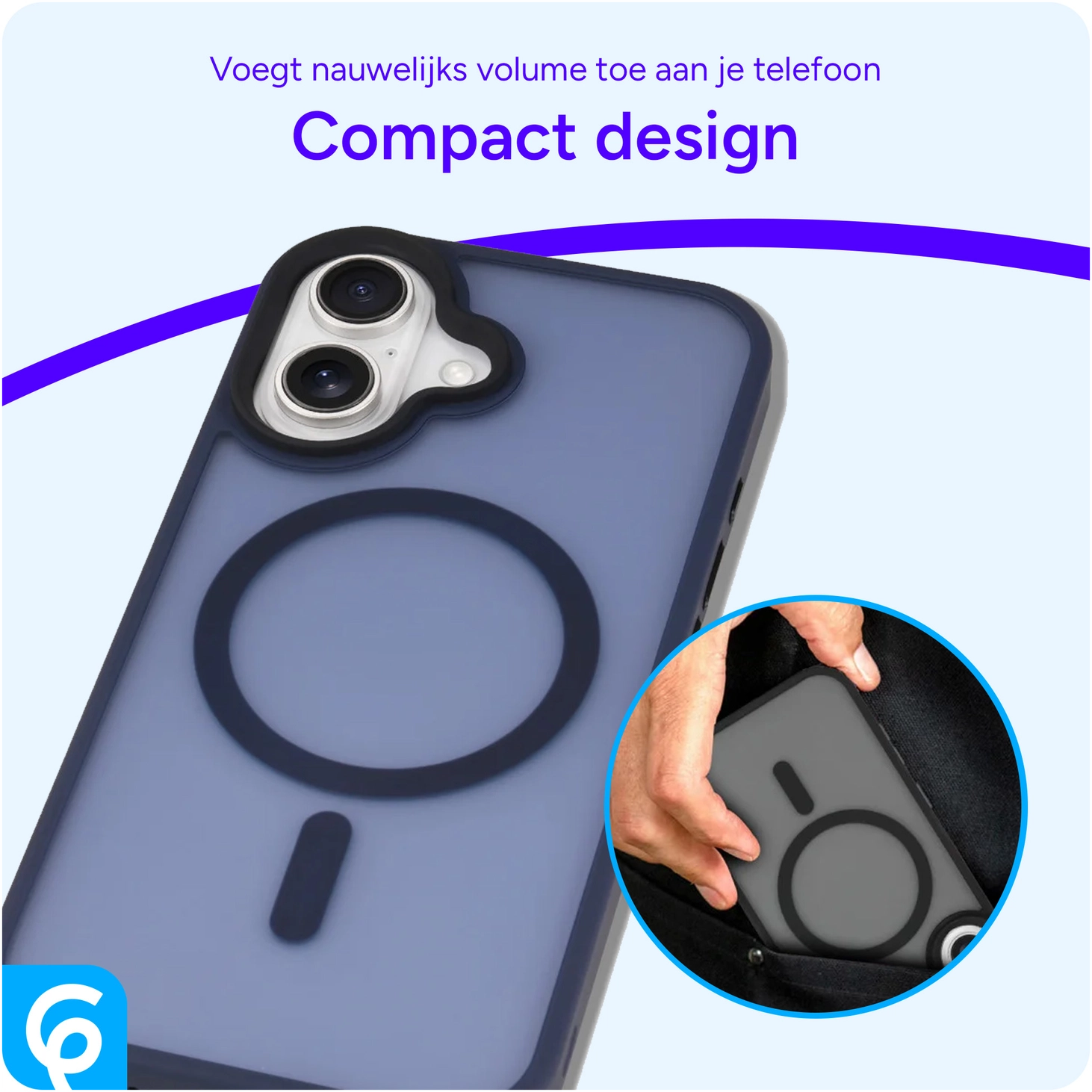 Apple iPhone 16 Hoesje met MagSafe Back Cover Matte Donkerblauw afbeelding 8
