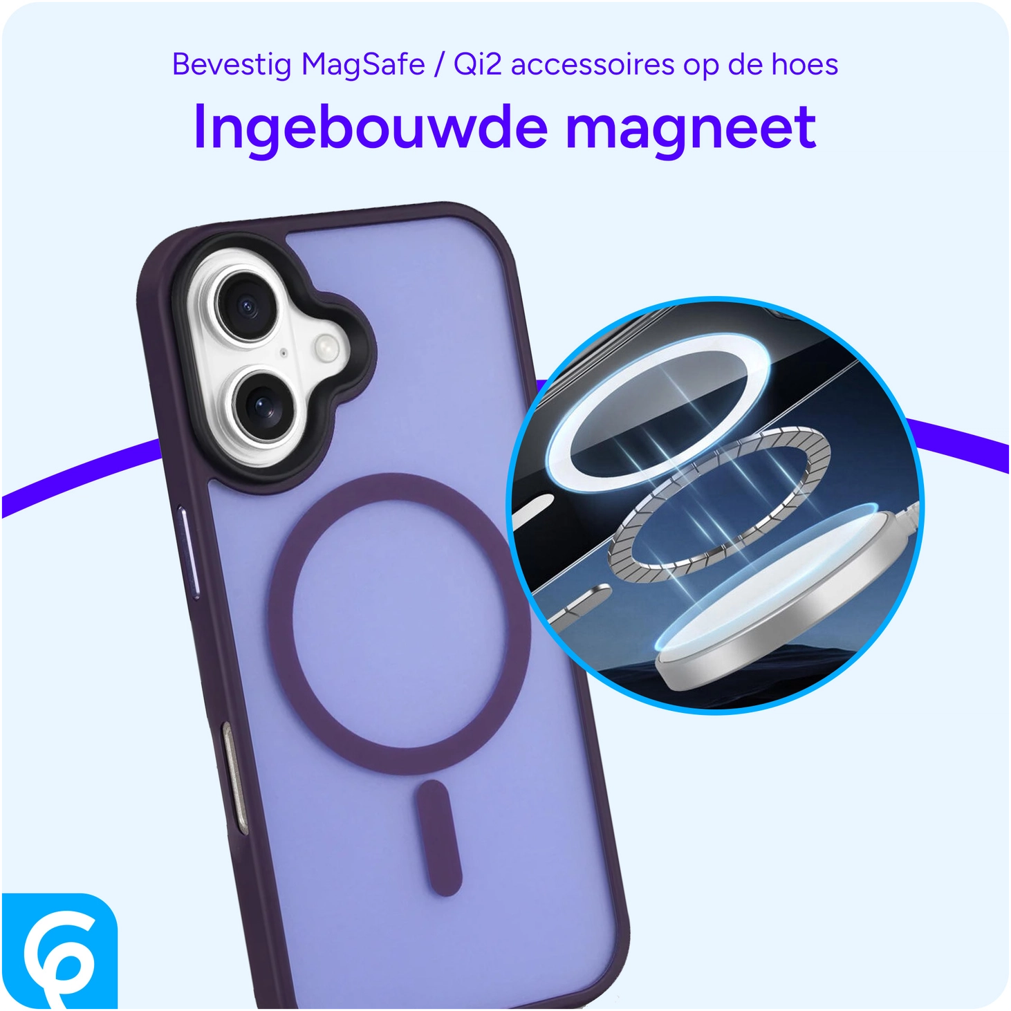 Apple iPhone 16 Hoesje met MagSafe Back Cover Matte Paars afbeelding 7