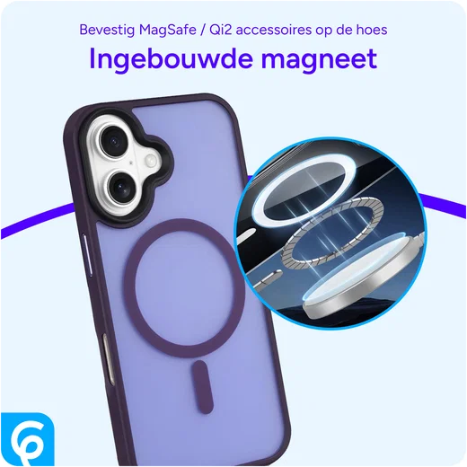 Apple iPhone 16 Hoesje met MagSafe Back Cover Matte Paars afbeelding 7