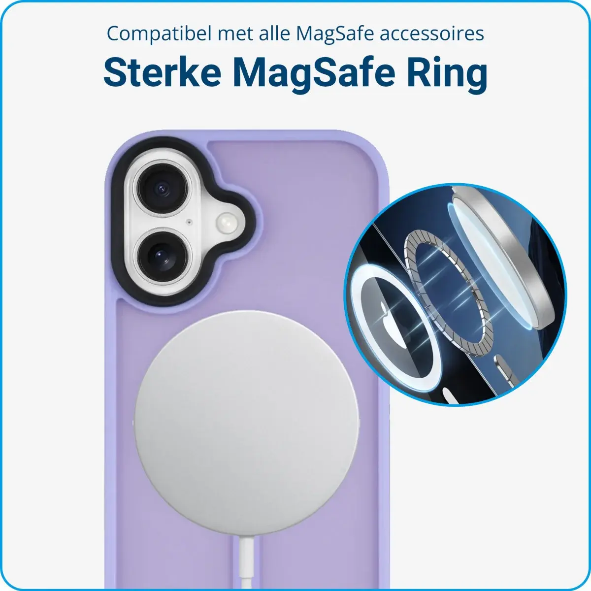 Apple iPhone 16 Hoesje met MagSafe Back Cover Matte Lila afbeelding 2