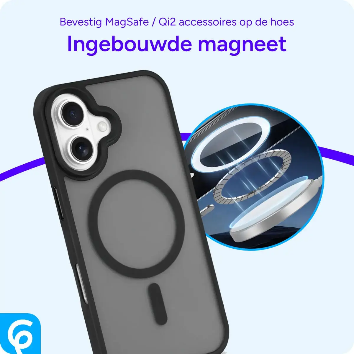 Apple iPhone 16 Hoesje met MagSafe Back Cover Matte Zwart afbeelding 7