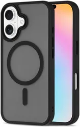 Apple iPhone 16 Hoesje met MagSafe Back Cover Matte Zwart afbeelding