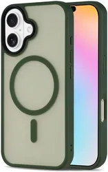 Apple iPhone 16 Hoesje met MagSafe Back Cover Matte Groen afbeelding