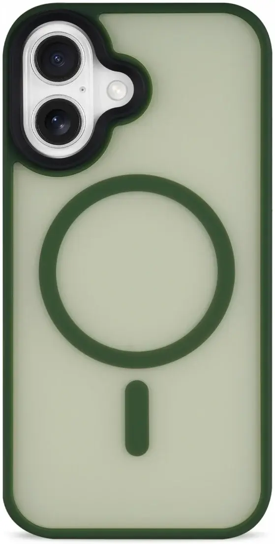 Apple iPhone 16 Hoesje met MagSafe Back Cover Matte Groen afbeelding 12