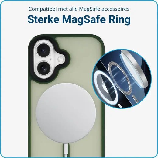 Apple iPhone 16 Hoesje met MagSafe Back Cover Matte Groen afbeelding 2