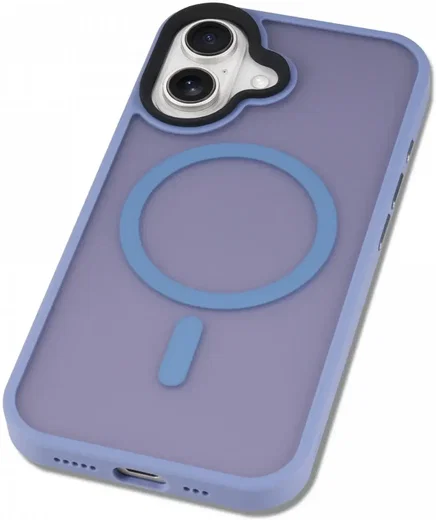 Apple iPhone 16 Hoesje met MagSafe Back Cover Matte Blauw afbeelding 12