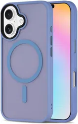 Apple iPhone 16 Hoesje met MagSafe Back Cover Matte Blauw afbeelding