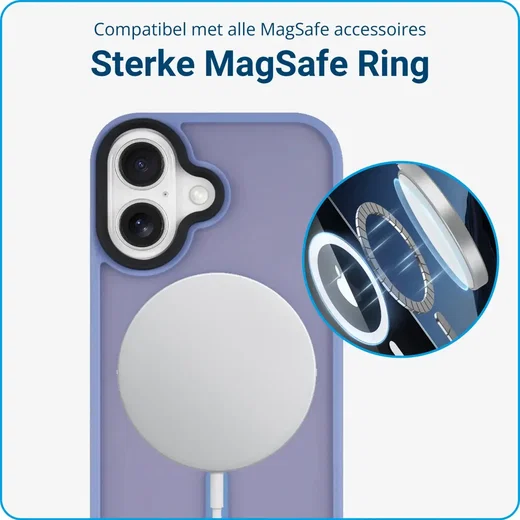 Apple iPhone 16 Hoesje met MagSafe Back Cover Matte Blauw afbeelding 2