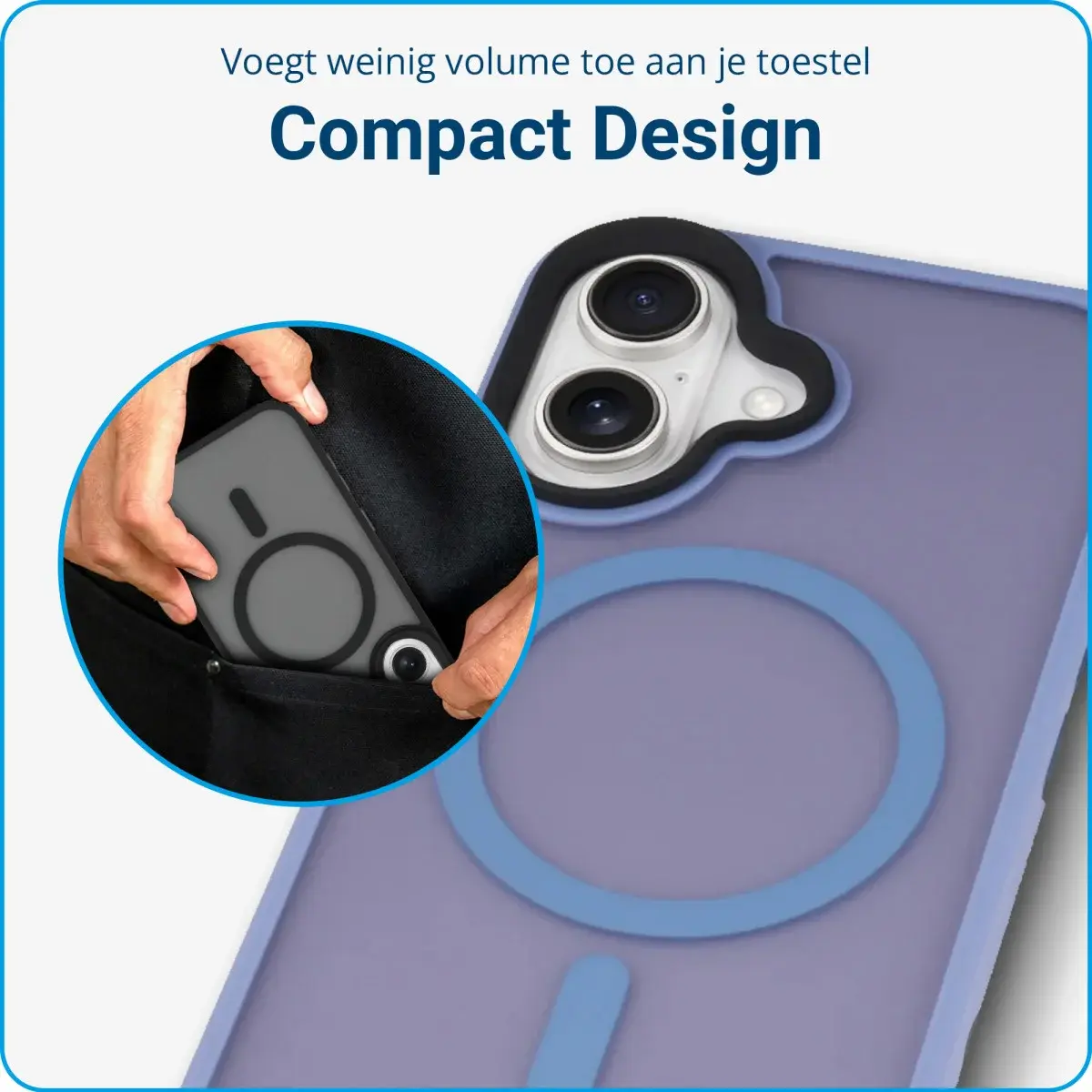 Apple iPhone 16 Hoesje met MagSafe Back Cover Matte Blauw afbeelding 7