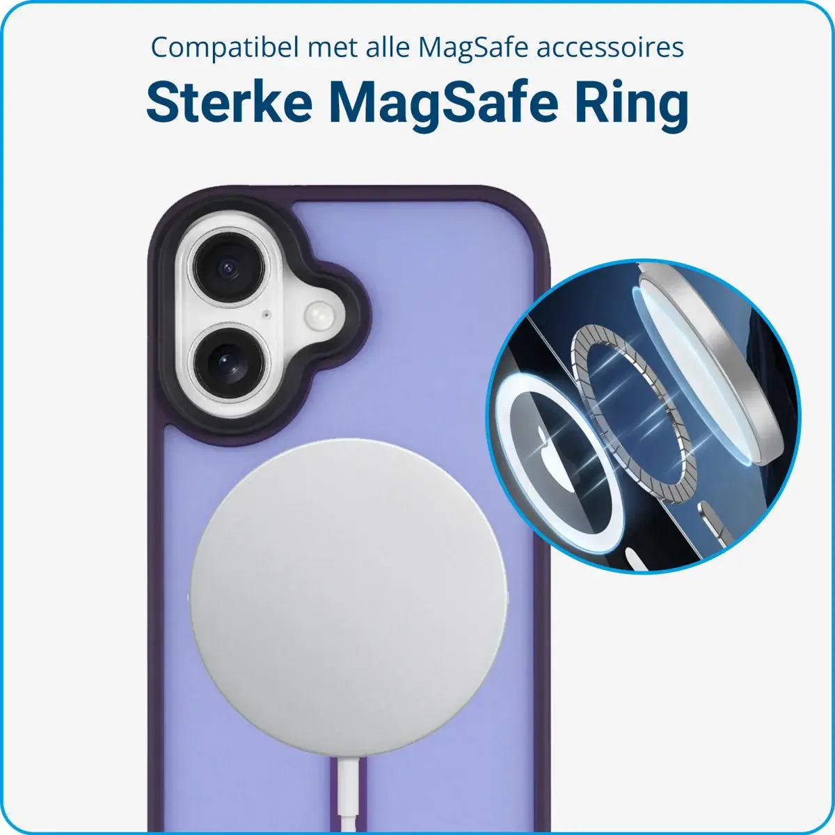 Apple iPhone 16 Plus Hoesje met MagSafe Back Cover Matte Paars afbeelding 2