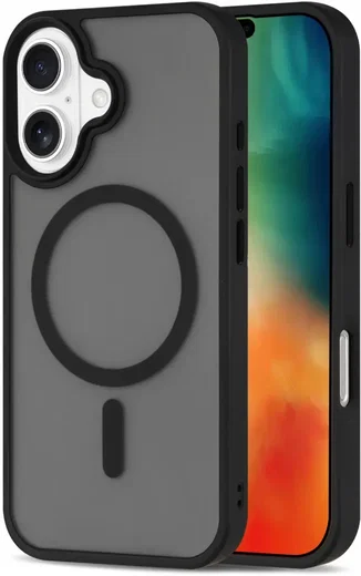 Apple iPhone 16 Plus Hoesje met MagSafe Back Cover Matte Zwart afbeelding 1