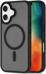 Apple iPhone 16 Plus Hoesje met MagSafe Back Cover Matte Zwart afbeelding
