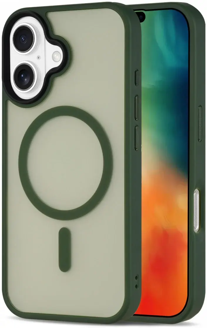 Apple iPhone 16 Plus Hoesje met MagSafe Back Cover Matte Groen afbeelding 1