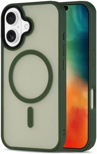 Apple iPhone 16 Plus Hoesje met MagSafe Back Cover Matte Groen afbeelding 1