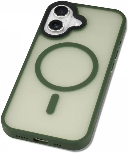 Apple iPhone 16 Plus Hoesje met MagSafe Back Cover Matte Groen afbeelding 12