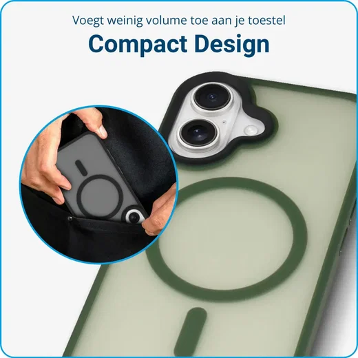 Apple iPhone 16 Plus Hoesje met MagSafe Back Cover Matte Groen afbeelding 7