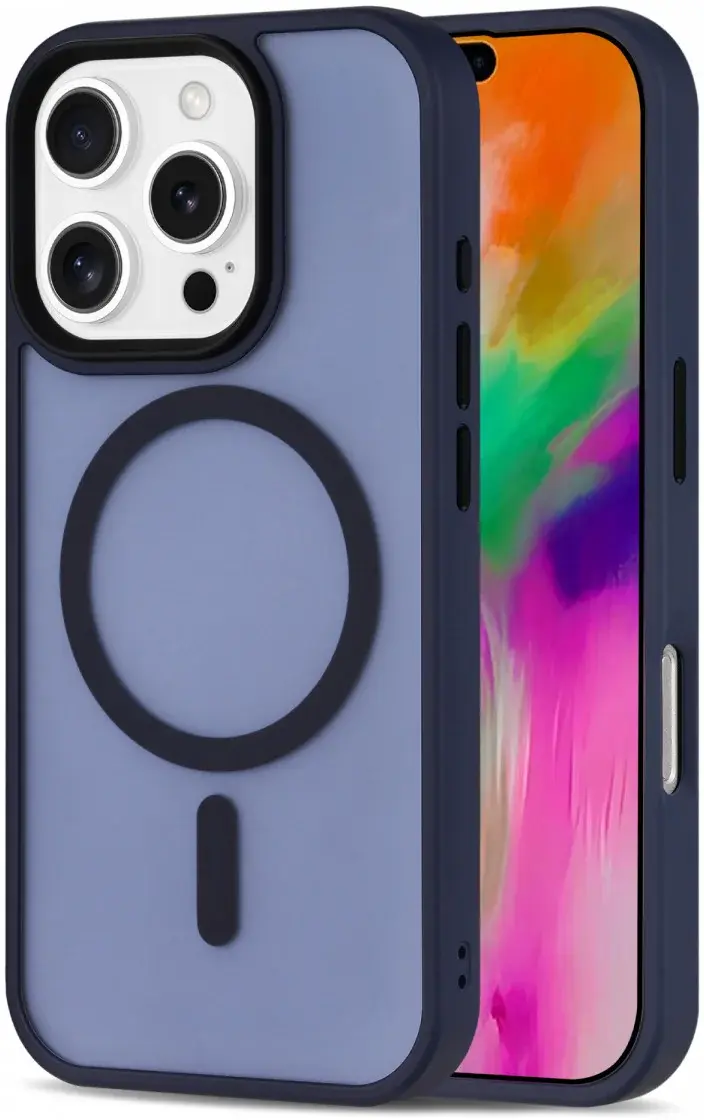 Apple iPhone 16 Pro Hoesje met MagSafe Back Cover Matte Blauw afbeelding 1