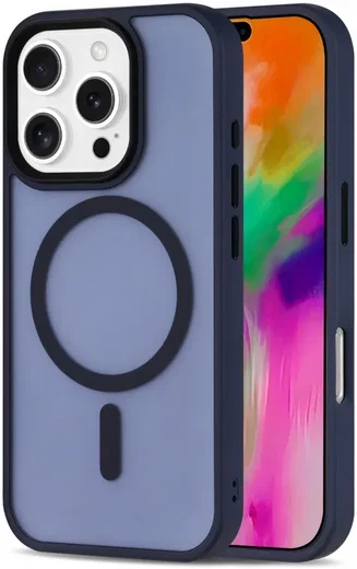 Apple iPhone 16 Pro Hoesje met MagSafe Back Cover Matte Blauw afbeelding 1