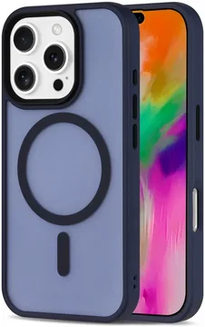 Apple iPhone 16 Pro Hoesje met MagSafe Back Cover Matte Blauw