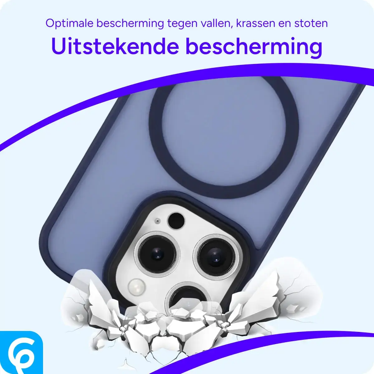 Apple iPhone 16 Pro Hoesje met MagSafe Back Cover Matte Blauw afbeelding 2
