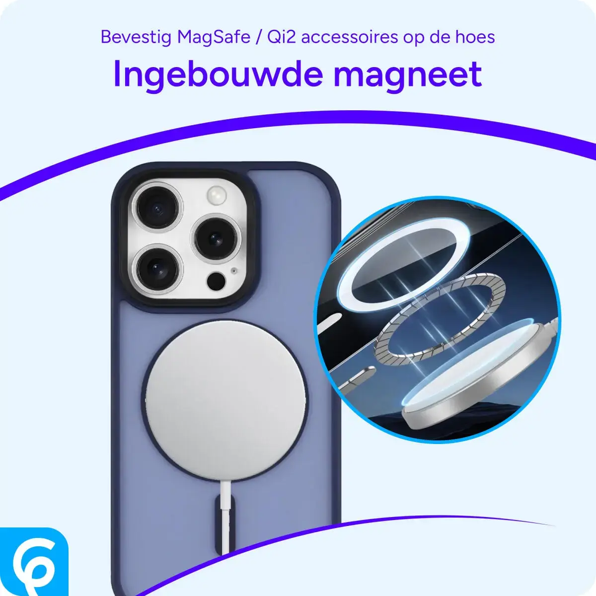 Apple iPhone 16 Pro Hoesje met MagSafe Back Cover Matte Blauw afbeelding 7