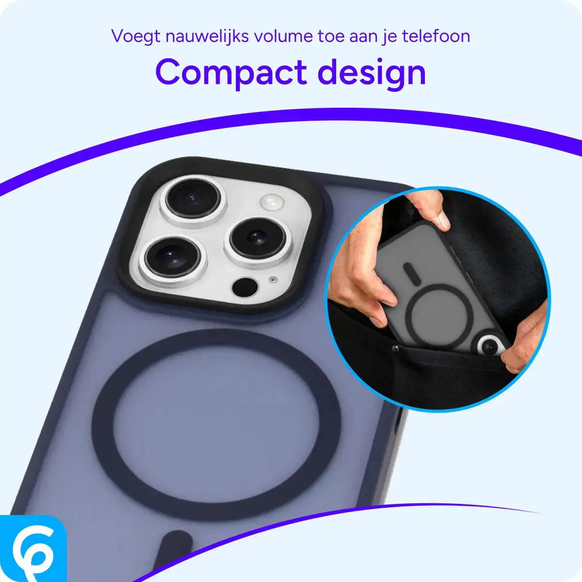 Apple iPhone 16 Pro Hoesje met MagSafe Back Cover Matte Blauw afbeelding 8