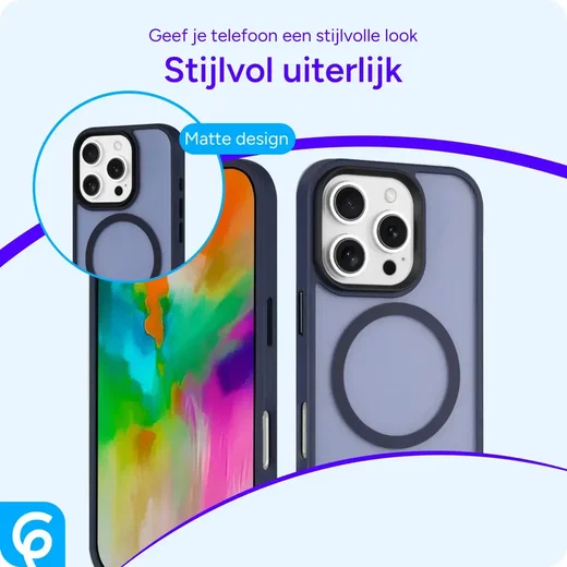 Apple iPhone 16 Pro Hoesje met MagSafe Back Cover Matte Blauw afbeelding 10