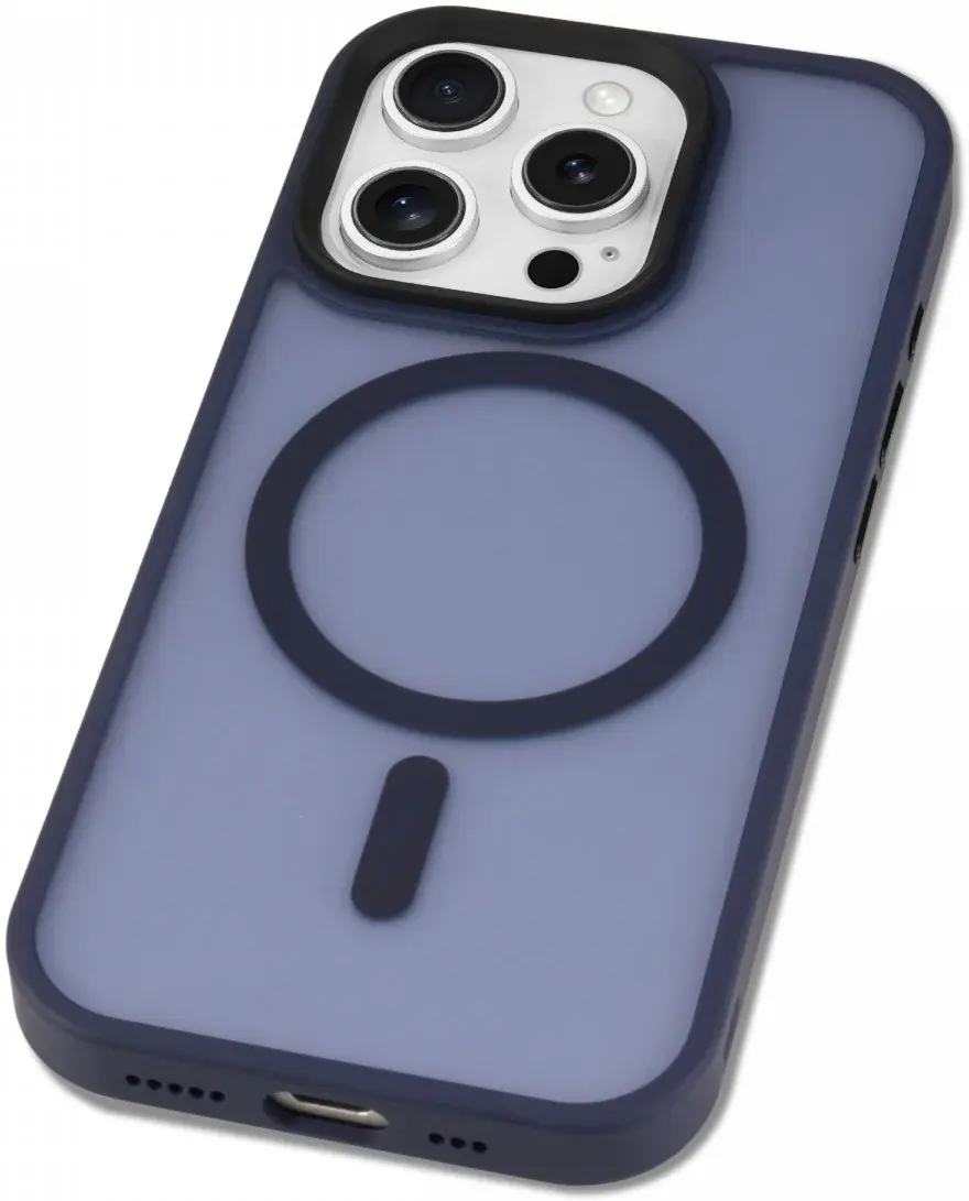 Apple iPhone 16 Pro Hoesje met MagSafe Back Cover Matte Blauw afbeelding 13