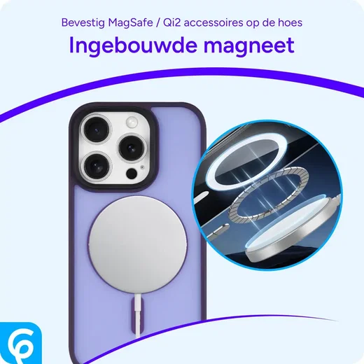 Apple iPhone 16 Pro Hoesje met MagSafe Back Cover Matte Paars afbeelding 7