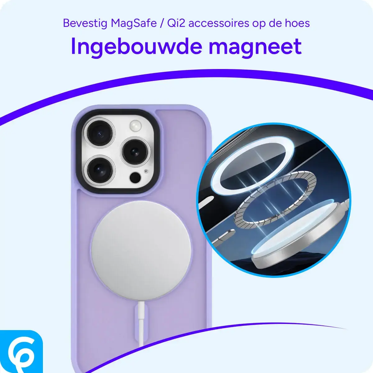 Apple iPhone 16 Pro Hoesje met MagSafe Back Cover Matte Lila afbeelding 7