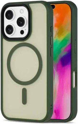 Apple iPhone 16 Pro Hoesje met MagSafe Back Cover Matte Donker Groen afbeelding 1