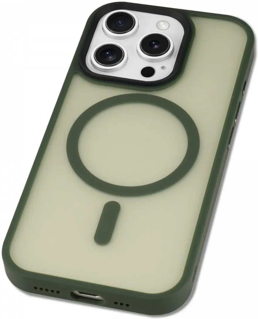 Apple iPhone 16 Pro Hoesje met MagSafe Back Cover Matte Donker Groen afbeelding 13