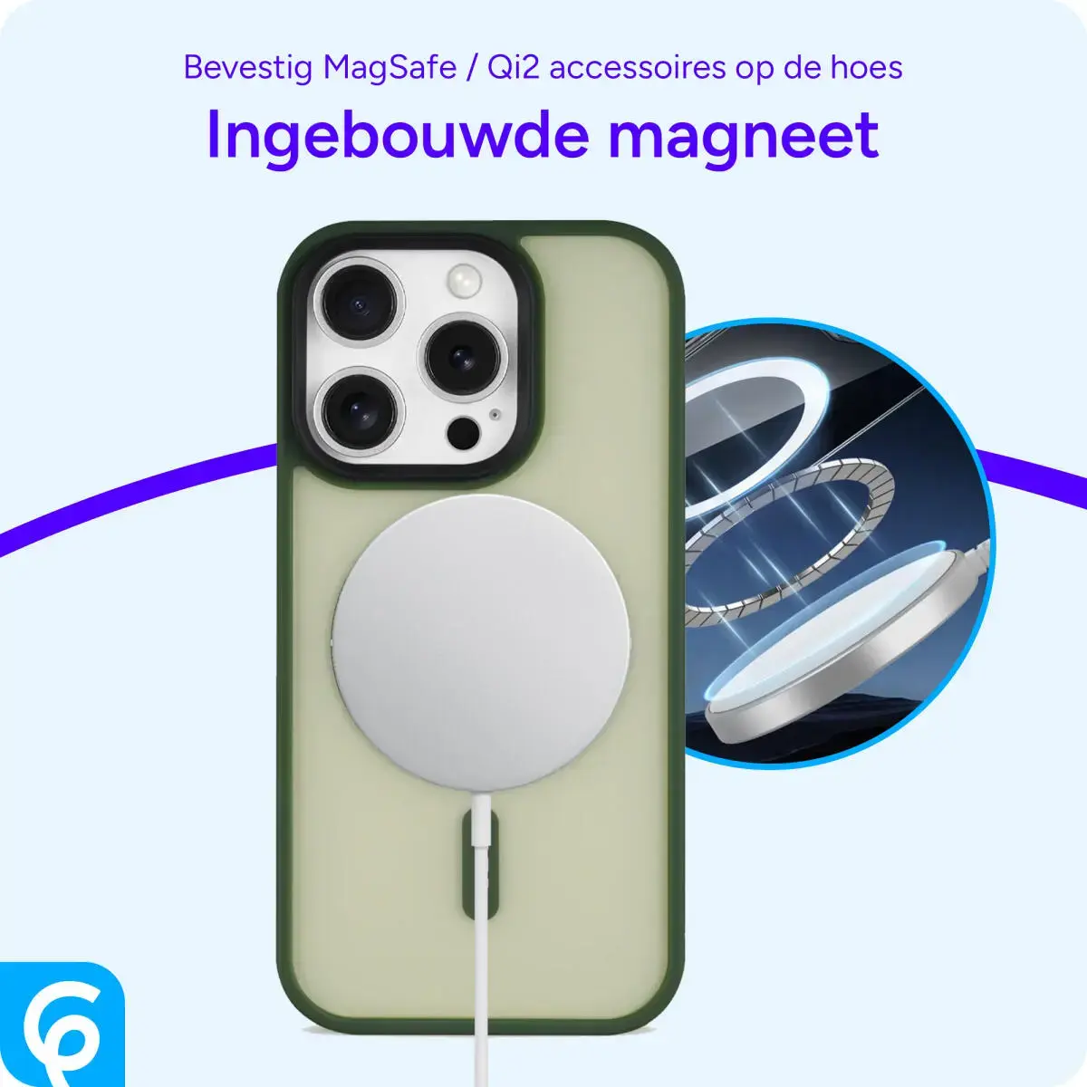 Apple iPhone 16 Pro Hoesje met MagSafe Back Cover Matte Donker Groen afbeelding 7