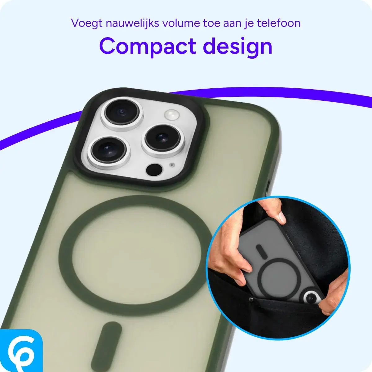 Apple iPhone 16 Pro Hoesje met MagSafe Back Cover Matte Donker Groen afbeelding 8