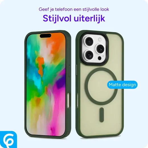 Apple iPhone 16 Pro Hoesje met MagSafe Back Cover Matte Donker Groen afbeelding 10