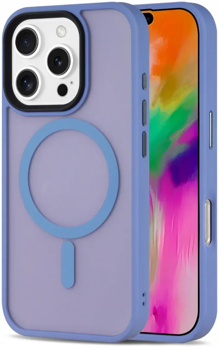 Apple iPhone 16 Pro Hoesje met MagSafe Back Cover Matte Lichtblauw afbeelding 1