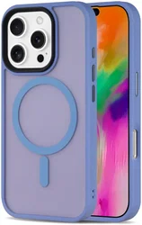Apple iPhone 16 Pro Hoesje met MagSafe Back Cover Matte Lichtblauw afbeelding